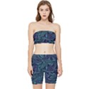 Abstract Blue Wave Texture Patten Stretch Shorts and Tube Top Set View1