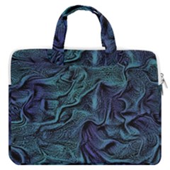 Abstract Blue Wave Texture Patten Macbook Pro 16  Double Pocket Laptop Bag 