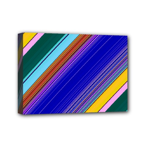 Color Lines Slanting Green Blue Mini Canvas 7  X 5  (stretched) by Pakjumat