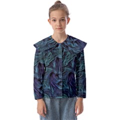 Abstract Blue Wave Texture Patten Kids  Peter Pan Collar Blouse by Pakjumat