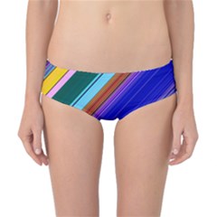 Color Lines Slanting Green Blue Classic Bikini Bottoms by Pakjumat