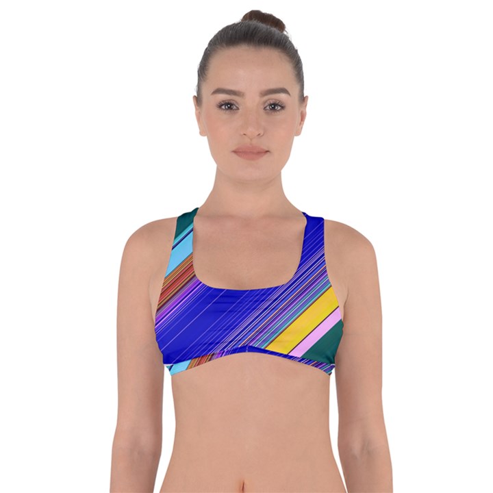 Color Lines Slanting Green Blue Got No Strings Sports Bra