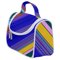 Color Lines Slanting Green Blue Satchel Handbag by Pakjumat