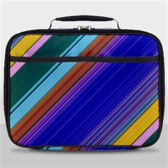 Color Lines Slanting Green Blue Full Print Lunch Bag by Pakjumat