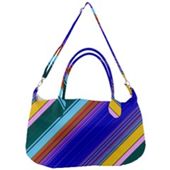 Color Lines Slanting Green Blue Removable Strap Handbag by Pakjumat