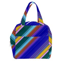 Color Lines Slanting Green Blue Boxy Hand Bag by Pakjumat