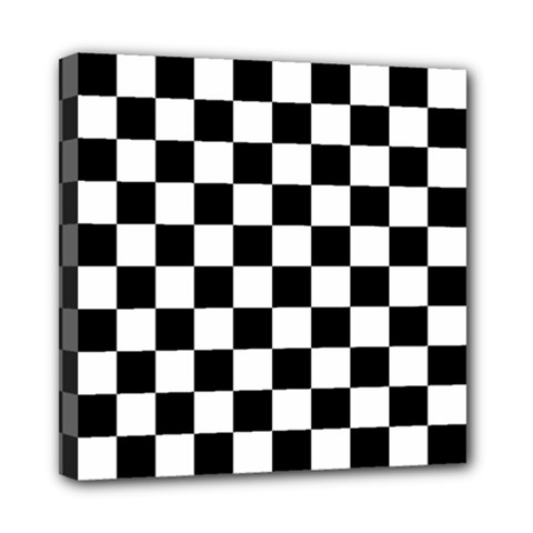 Black White Checker Pattern Checkerboard Mini Canvas 8  X 8  (stretched) by Pakjumat