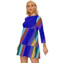 Color Lines Slanting Green Blue Long Sleeve Babydoll Dress View2