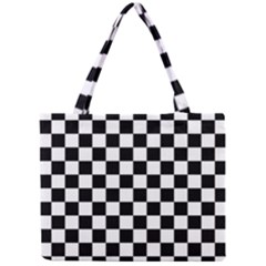 Black White Checker Pattern Checkerboard Mini Tote Bag by Pakjumat