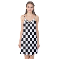 Black White Checker Pattern Checkerboard Camis Nightgown  by Pakjumat