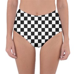 Black White Checker Pattern Checkerboard Reversible High-waist Bikini Bottoms