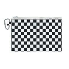 Black White Checker Pattern Checkerboard Canvas Cosmetic Bag (large) by Pakjumat