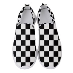 Black White Checker Pattern Checkerboard Women s Slip On Sneakers by Pakjumat