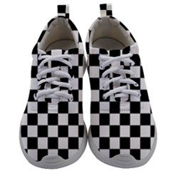 Black White Checker Pattern Checkerboard Mens Athletic Shoes by Pakjumat