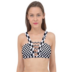 Black White Checker Pattern Checkerboard Cage Up Bikini Top