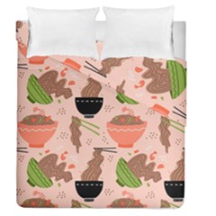 Japanese Street Food Soba Noodle In Bowl Duvet Cover Double Side (queen Size) by Pakjumat