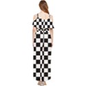 Black White Checker Pattern Checkerboard Draped Sleeveless Chiffon Jumpsuit View2