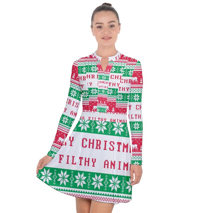 Merry Christmas Ya Filthy Animal Long Sleeve Panel Dress