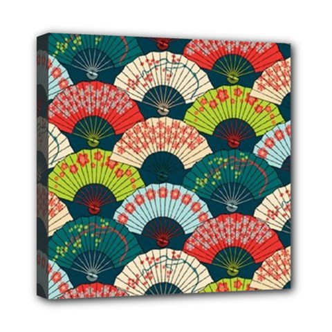 Japanese Fans Bright Pattern Mini Canvas 8  X 8  (stretched) by Pakjumat