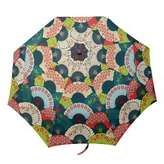 Japanese Fans Bright Pattern Folding Umbrellas by Pakjumat