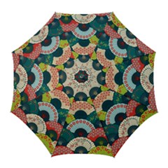 Japanese Fans Bright Pattern Golf Umbrellas by Pakjumat