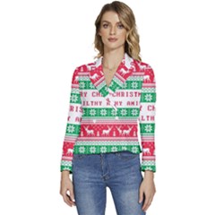 Merry Christmas Ya Filthy Animal Women s Long Sleeve Revers Collar Cropped Jacket by Pakjumat