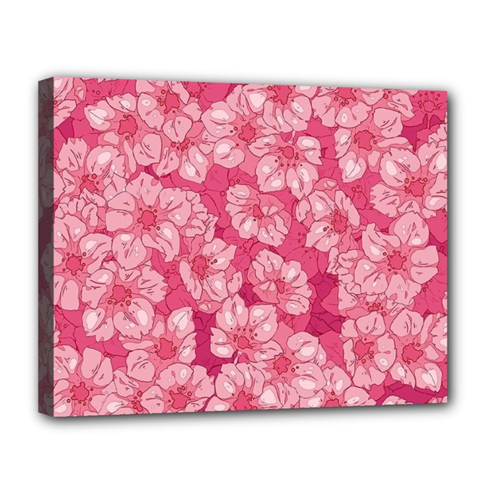 Cute Pink Sakura Flower Pattern Canvas 14  x 11  (Stretched)