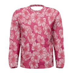 Cute Pink Sakura Flower Pattern Men s Long Sleeve T-shirt by Pakjumat