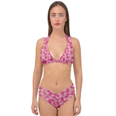 Cute Pink Sakura Flower Pattern Double Strap Halter Bikini Set by Pakjumat