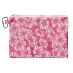 Cute Pink Sakura Flower Pattern Canvas Cosmetic Bag (xl) by Pakjumat