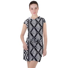 Tribal African Pattern Drawstring Hooded Dress by Pakjumat