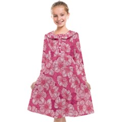 Cute Pink Sakura Flower Pattern Kids  Midi Sailor Dress by Pakjumat