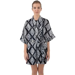 Tribal African Pattern Half Sleeve Satin Kimono  by Pakjumat