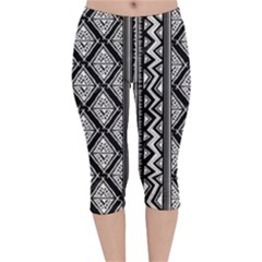 Tribal African Pattern Velvet Capri Leggings  by Pakjumat