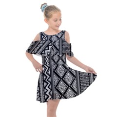 Tribal African Pattern Kids  Shoulder Cutout Chiffon Dress by Pakjumat