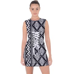 Tribal African Pattern Lace Up Front Bodycon Dress by Pakjumat