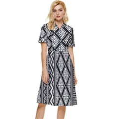 Tribal African Pattern Button Top Knee Length Dress by Pakjumat