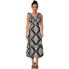 Tribal African Pattern Tie-strap Tiered Midi Chiffon Dress by Pakjumat