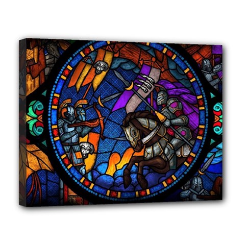 The Game Monster Stained Glass Canvas 14  X 11  (stretched) by Pakjumat