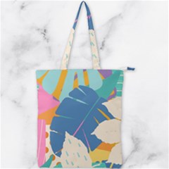 Exotic Leaves Flower Plant And Branches Art Print Botanical Pattern Double Zip Up Tote Bag by Pakjumat