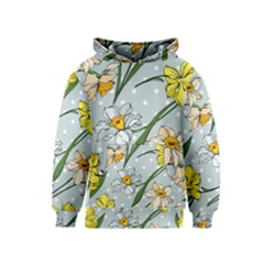 Narcissus Floral Botanical Flowers Kids  Pullover Hoodie by Pakjumat