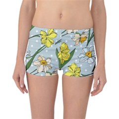 Narcissus Floral Botanical Flowers Reversible Boyleg Bikini Bottoms by Pakjumat