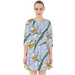 Narcissus Floral Botanical Flowers Smock Dress by Pakjumat