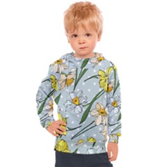 Narcissus Floral Botanical Flowers Kids  Hooded Pullover by Pakjumat