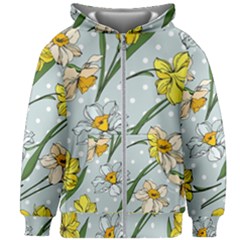 Narcissus Floral Botanical Flowers Kids  Zipper Hoodie Without Drawstring by Pakjumat