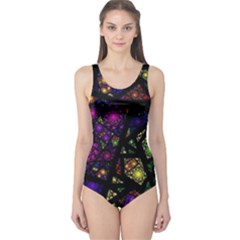 Stained Glass Crystal Art One Piece Swimsuit by Pakjumat