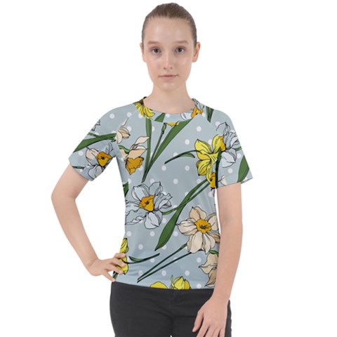 Narcissus Floral Botanical Flowers Women s Sport Raglan T-shirt by Pakjumat