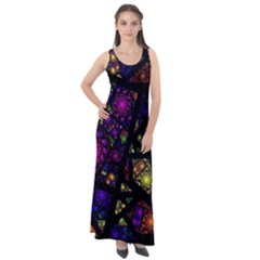 Stained Glass Crystal Art Sleeveless Velour Maxi Dress by Pakjumat