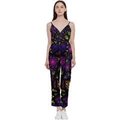 Stained Glass Crystal Art V-neck Camisole Jumpsuit by Pakjumat