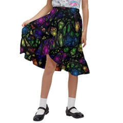 Stained Glass Crystal Art Kids  Ruffle Flared Wrap Midi Skirt by Pakjumat